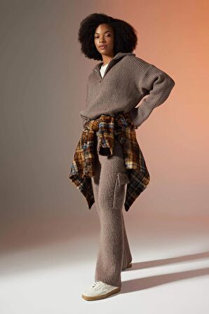 DeFacto Wide Leg Kargo Cepli Triko Pantolon B8625AX23CWBG208