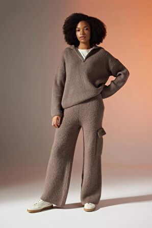 DeFacto Wide Leg Kargo Cepli Triko Pantolon B8625AX23CWBG208