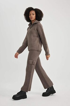 DeFacto Wide Leg Kargo Cepli Triko Pantolon B8625AX23CWBG208