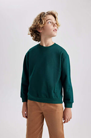 DeFacto Erkek Çocuk Bisiklet Yaka Basic Düz Sweatshirt B7772A8NSGN671