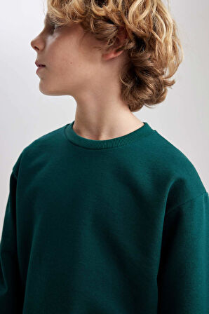 DeFacto Erkek Çocuk Bisiklet Yaka Basic Düz Sweatshirt B7772A8NSGN671