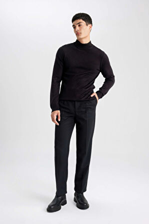 DeFacto Slim Fit Dar Kesim Yarım Balıkçı Yaka Basic Düz Triko Kazak R1127AZ24SPBK27