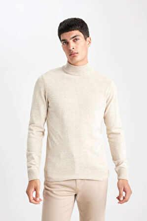 DeFacto Slim Fit Dar Kesim Yarım Balıkçı Yaka Basic Düz Triko Kazak R1127AZ24SPBG300