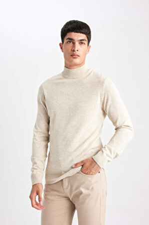 DeFacto Slim Fit Dar Kesim Yarım Balıkçı Yaka Basic Düz Triko Kazak R1127AZ24SPBG300