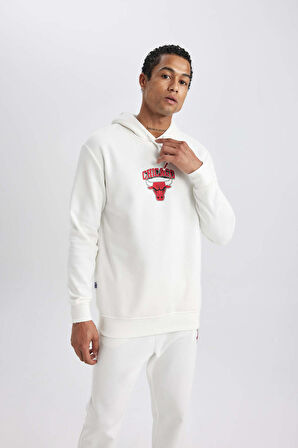 DeFactoFit NBA Chicago Bulls Standart Fit Kapüşonlu Kalın Sweatshirt B3885AX24SPER105