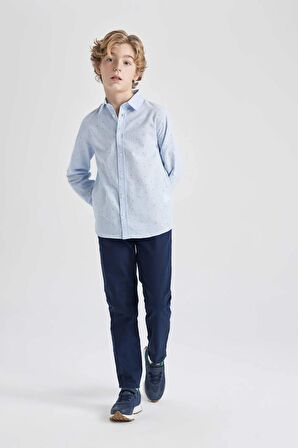 DeFacto Erkek Çocuk 23 Nisan Çocuk Bayramı Polo Yaka Poplin Uzun Kollu Gömlek B8744A824SMBE793