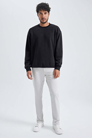 DeFacto Oversize Fit Bisiklet Yaka Basic Sweatshirt T5139AZ23AUBK81