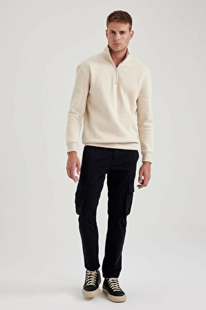 DeFacto Comfort Fit Fermuarlı Dik Yaka Sweatshirt X7405AZ23AUBG155