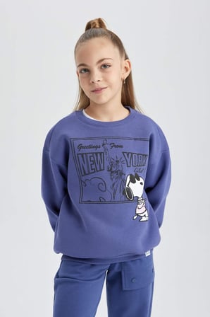 DeFacto Kız Çocuk Snoopy Bisiklet Yaka Sweatshirt B2525A823WNPR160