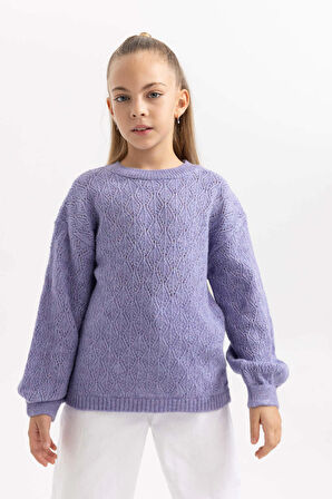 DeFacto Kız Çocuk Bisiklet Yaka Kazak B3865A823WNPR78