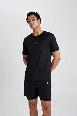 DeFactoFit Slim Fit Dar Kesim Bisiklet Yaka Baskılı Kısa Kollu Sporcu Tişört X6142AZ24SPBK81