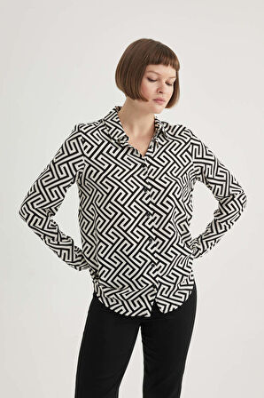 Regular Fit Gömlek Yaka Uzun Kollu Gömlek