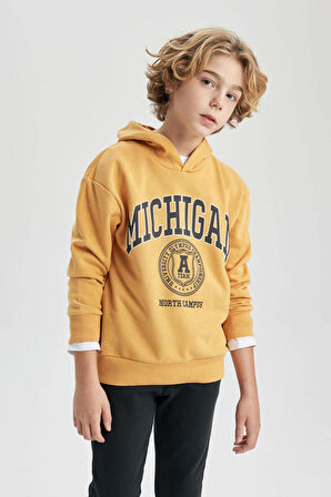 DeFacto Erkek Çocuk Oversize Fit Kapüşonlu Baskılı Sweatshirt B7104A824SPYL74
