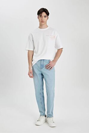 DeFacto Comfort Fit Bisiklet Yaka Sırt Baskılı Kısa Kollu Tişört B4645AX24SPWT34