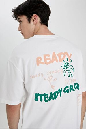 DeFacto Comfort Fit Bisiklet Yaka Sırt Baskılı Kısa Kollu Tişört B4645AX24SPWT34