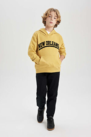 DeFacto Erkek Çocuk Baskılı Kapüşonlu Kalın Sweatshirt B9000A823CWYL310