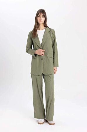 DeFacto Wide Leg Geniş Paça Paraşüt Kumaş Pantolon Cepli Basic Düz Kargo Cepli C2149AX24SPKH202