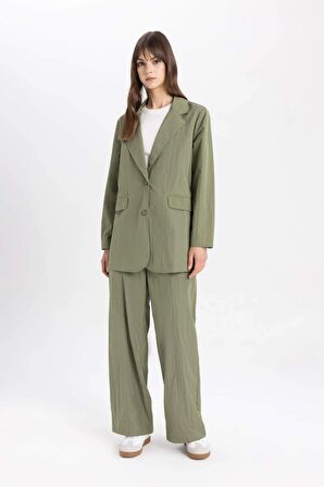 DeFacto Wide Leg Geniş Paça Paraşüt Kumaş Pantolon Cepli Basic Düz Kargo Cepli C2149AX24SPKH202