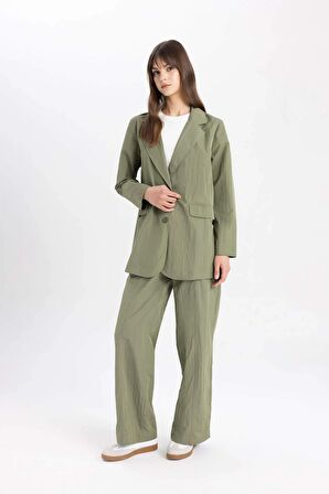 DeFacto Wide Leg Geniş Paça Paraşüt Kumaş Pantolon Cepli Basic Düz Kargo Cepli C2149AX24SPKH202