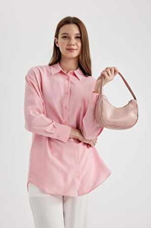 DeFacto Relax Fit Basic Düz Uzun Kollu Gömlek Tunik C0304AX24SPPN448