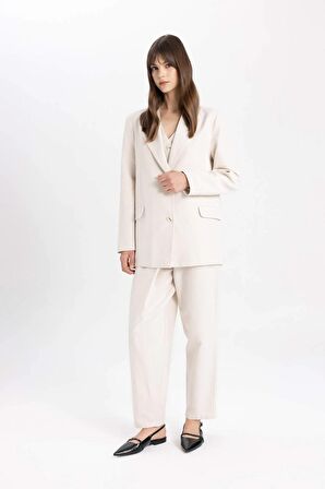 DeFacto Relax Fit Ceket Yaka Keten Karışımlı Blazer Ceket C4342AX24SPER37