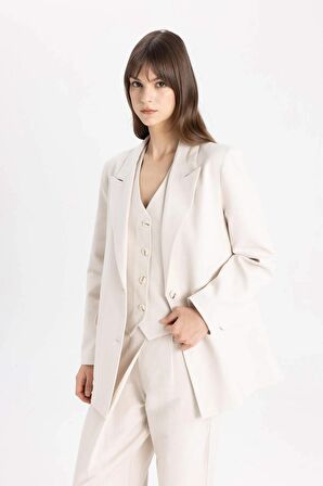 DeFacto Relax Fit Ceket Yaka Keten Karışımlı Blazer Ceket C4342AX24SPER37