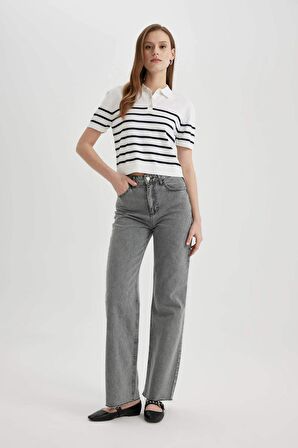 DeFacto Regular Fit Polo Yaka Çizgili Kısa Kollu Triko Tişört C4402AX24SMER105