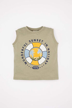 Erkek Bebek Bisiklet Yaka Deniz Baskılı Atlet