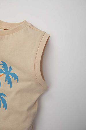 Erkek Bebek Bisiklet Yaka Baskılı Atlet