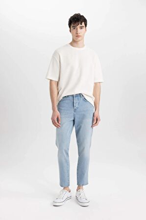 Slim Crop Fit Dar Kalıp Normal Bel Dar Paça Jean Pantolon