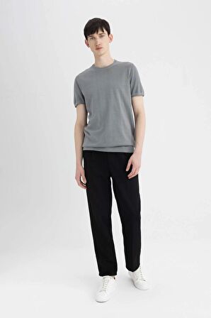 DeFacto Standart Fit Yıkamalı Soluk Efektli Bisiklet Yaka Kısa Kollu Triko Tişört C4913AX24SMGR184