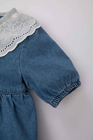 Kız Bebek Kısa Kollu Jean Elbise