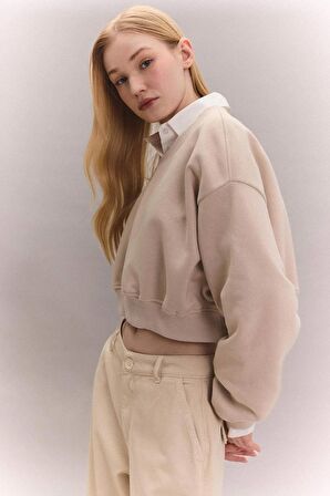 DeFacto Coool Crop V Yaka Basic Sweatshirt C4470AX24SPBG702