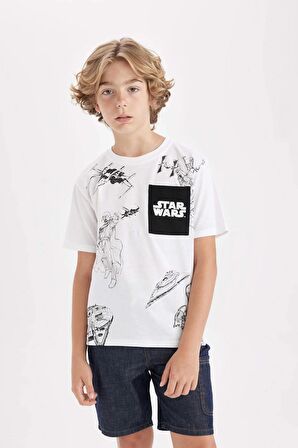 DeFacto Erkek Çocuk Star Wars Bisiklet Yaka Kısa Kollu Tişört C3110A824HSWT34