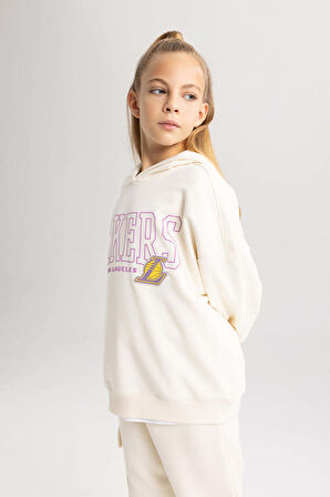 Kız Çocuk NBA Los Angeles Lakers Relax Fit Kapüşonlu Sweatshirt