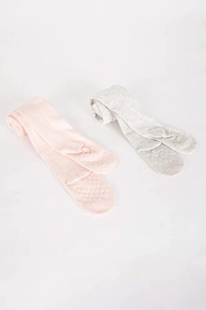 Kız Bebek Kaydırmaz Taban 2'li Pamuklu Külotlu Çorap