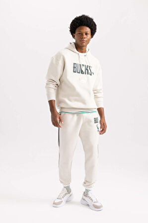 DeFactoFit NBA Milwaukee Bucks Oversize Fit Kapüşonlu Sweatshirt