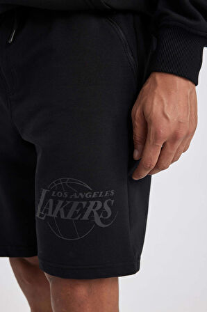 DeFactoFit  NBA Los Angeles Lakers Standart Fit Kargo Cepli Kısa Paça Şort B3920AX24SPBK81