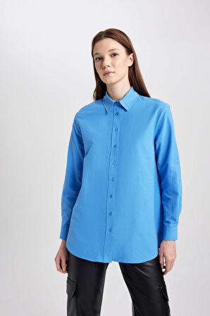 DeFacto Relax Fit Poplin Uzun Kollu Gömlek Tunik B8314AX24SPBE277