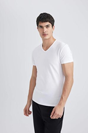 DeFacto Slim Fit V Yaka Kısa Kollu Üst L4884AZ24SMWT34