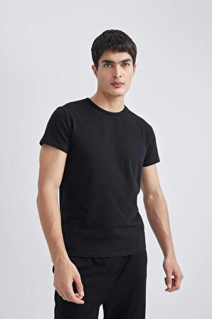 DeFacto Slim Fit Dar Kesim Bisiklet Yaka Kısa Kollu Üst L4885AZ24SMBK27