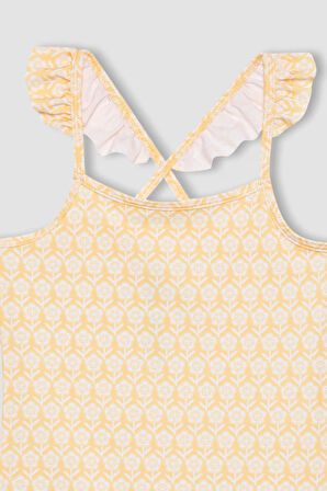 Kız Çocuk Çiçek Desenli Mayo