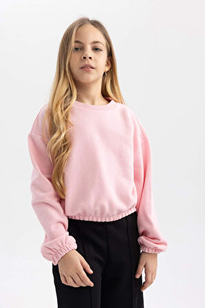 DeFacto Kız Çocuk Bisiklet Yaka Basic Düz Sweatshirt B7788A8NSPN105