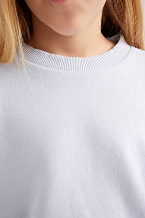 DeFacto Kız Çocuk Bisiklet Yaka Basic Düz Sweatshirt B7788A8NSBE216