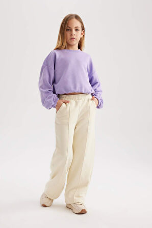 DeFacto Kız Çocuk Bisiklet Yaka Basic Düz Sweatshirt B7788A8NSPR141