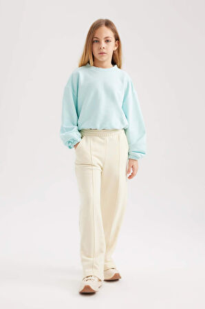 DeFacto Kız Çocuk Bisiklet Yaka Basic Düz Sweatshirt B7788A8NSTR203