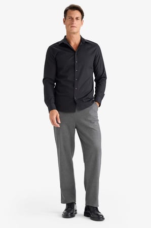 DeFacto %100 Pamuk Slim Fit Dar Kesim İtalyan Yaka Non Iron Ütü Gerektirmeyen Uzun Kollu Beyaz Gömlek A7803AX24SPBK27