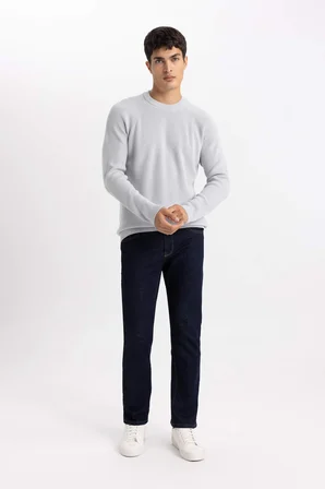 DeFacto Standart Fit Normal Kesim Bisiklet Yaka Basic Düz Triko Kazak A8458AX24SPGR184