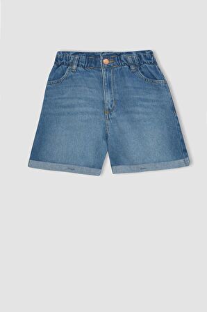 DeFacto Kız Çocuk Paperbag Jean Şort B8113A824SMNM28