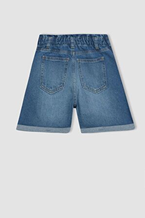 DeFacto Kız Çocuk Paperbag Jean Şort B8113A824SMNM28